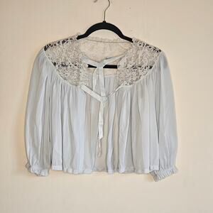 Vintage 1960s Radcliffe Nylon & Lace Bed Jacket, Pale Blue, Small